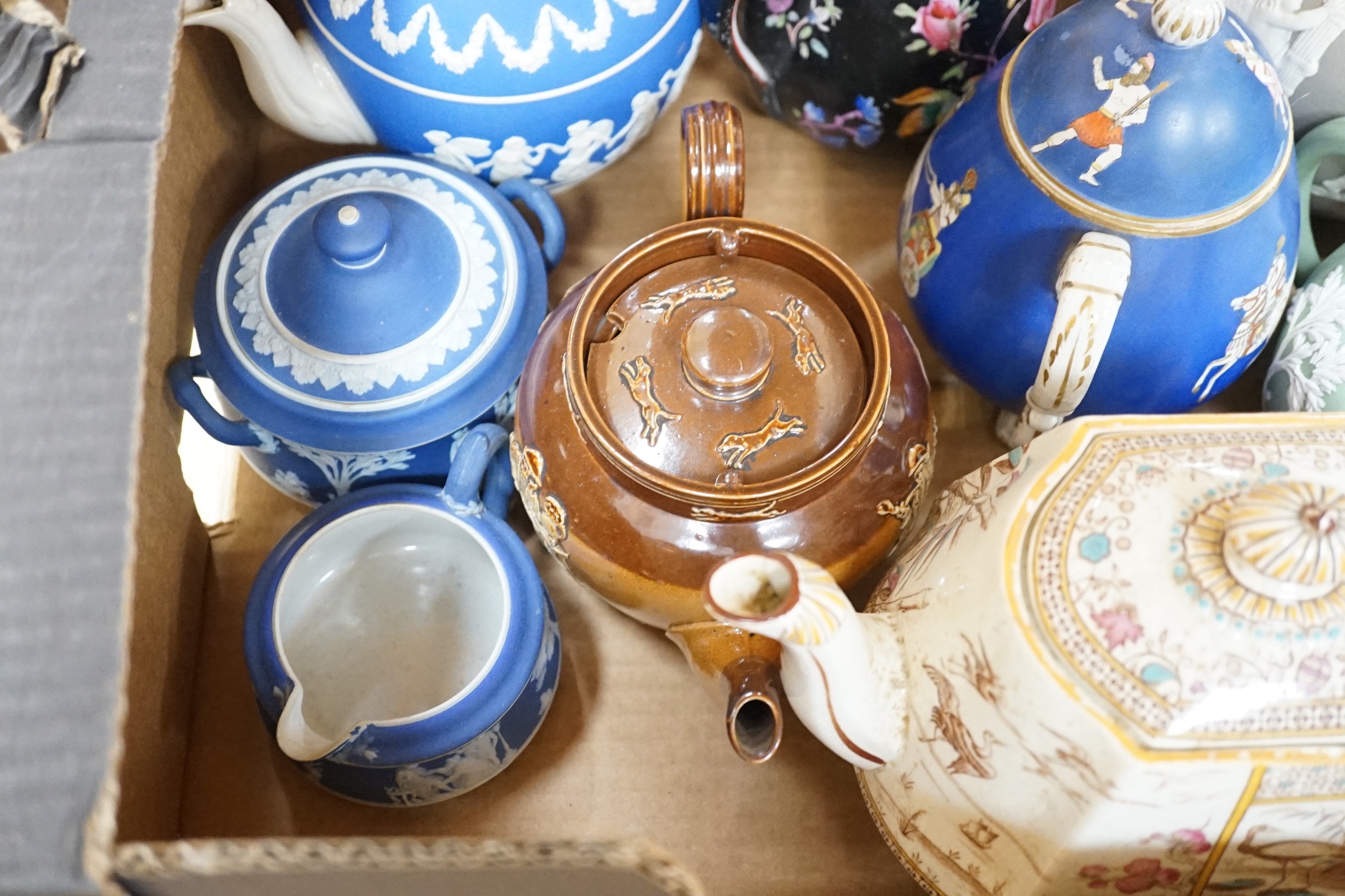 A selection of various ceramic teapots, to include Wedgwood